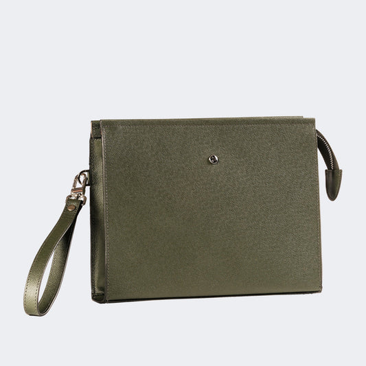 Saffiano Clutch El Çantası – Haki