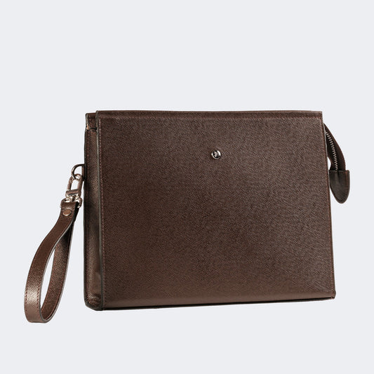 Saffiano Clutch El Çantası – Kahverengi