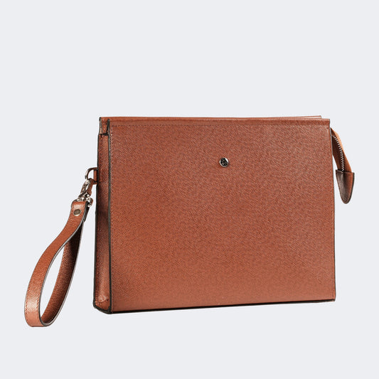 Saffiano Clutch El Çantası – Taba