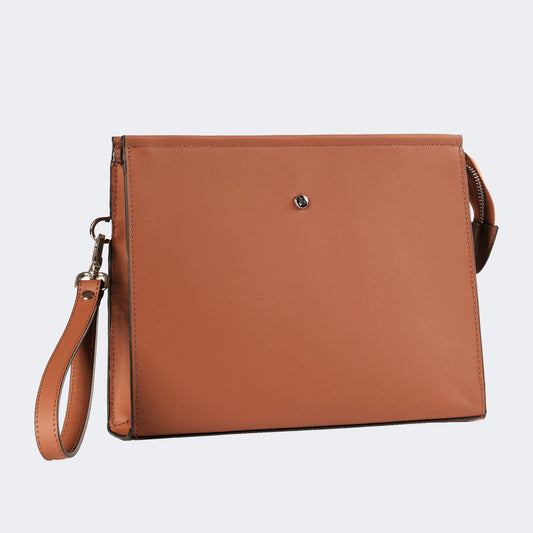 Saffiano Clutch El Çantası – Turuncu