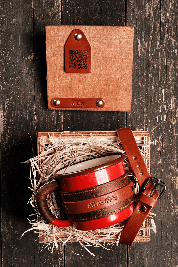 KIRMIZI DERİLENMİŞ EMAYE KUPA