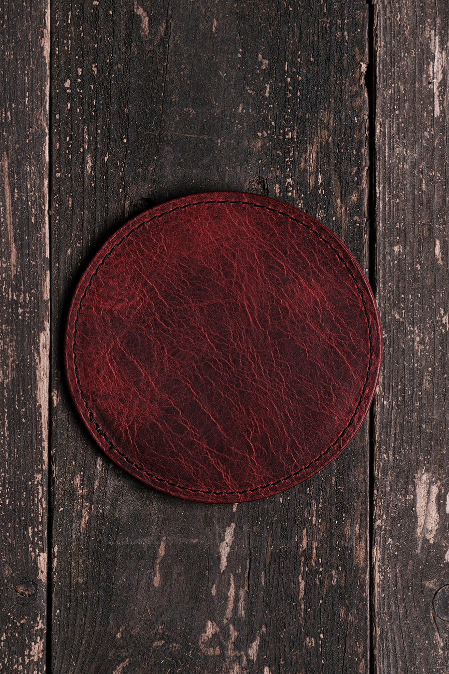 Deri Dikişli Bardak Altlığı