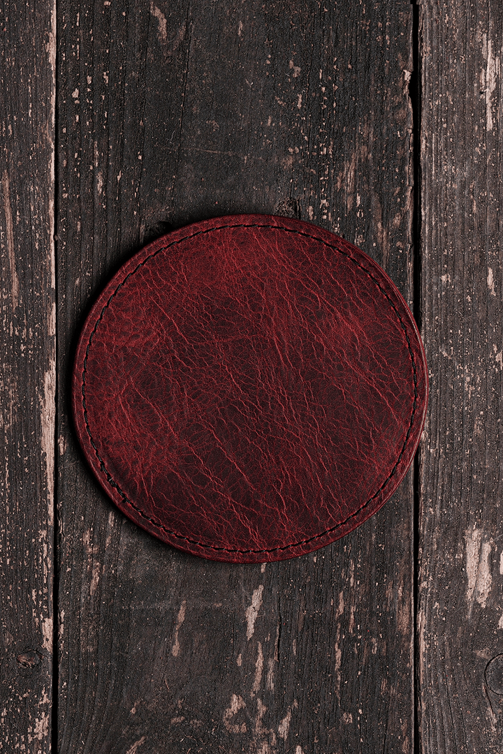 Deri Dikişli Bardak Altlığı