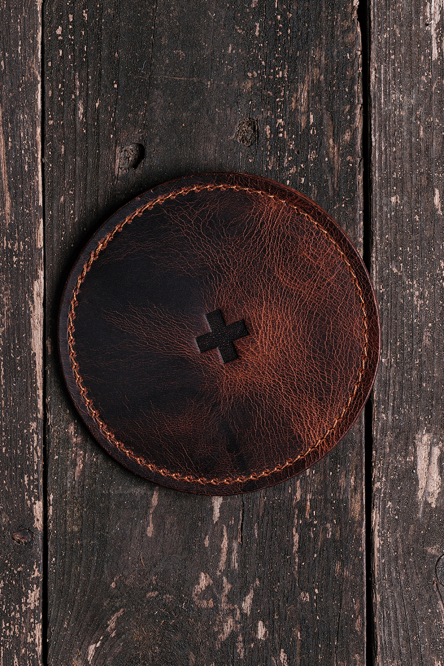 Deri Dikişli Bardak Altlığı