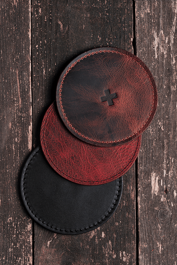 Deri Dikişli Bardak Altlığı